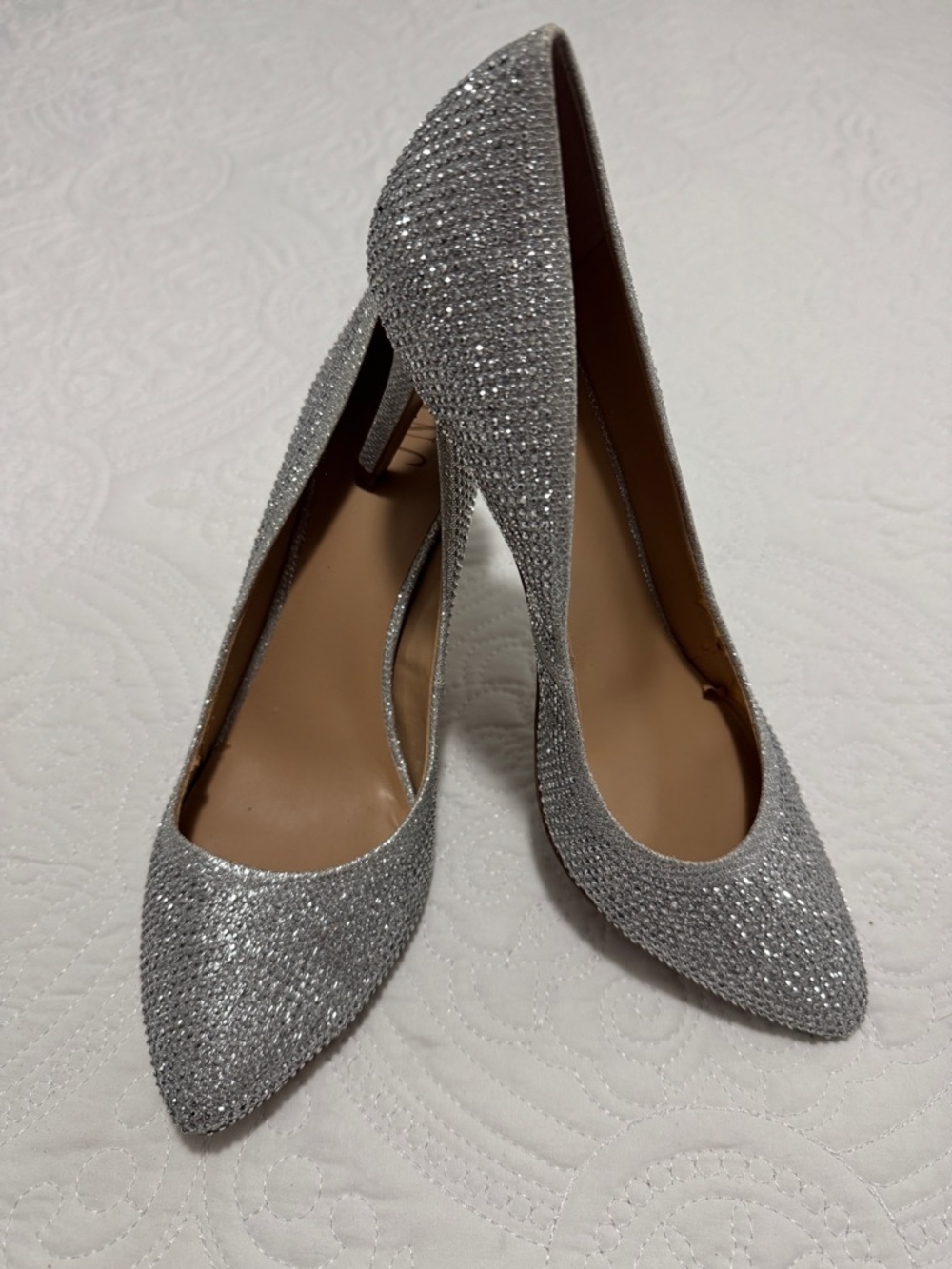 INC International Concepts Silver Glitter Pointed Pumps